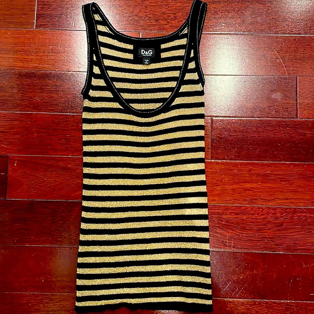 Dolce and gabbana D&G black and gold knit tank. XS